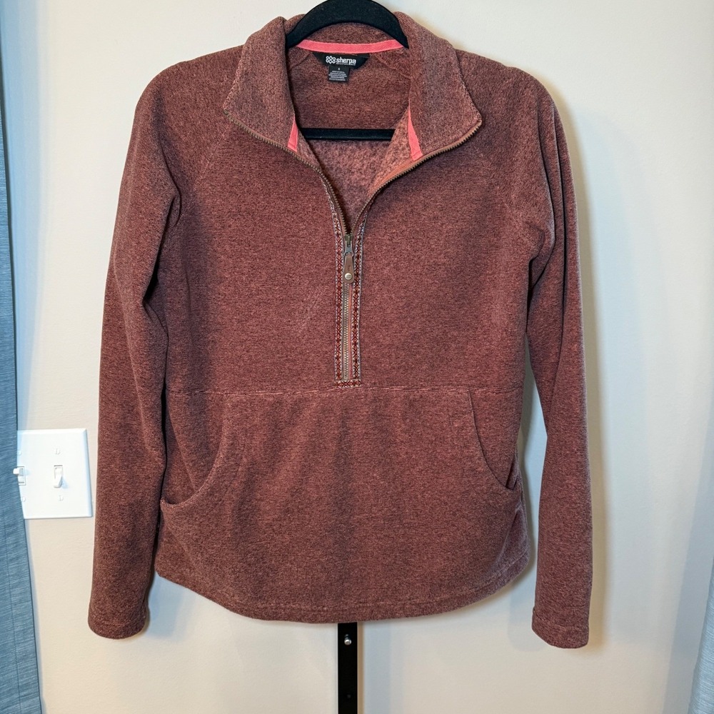 Sherpa Adventure Gear Rolpa Half Zip Pullover Fleece Maroon Burgundy Size Small‎